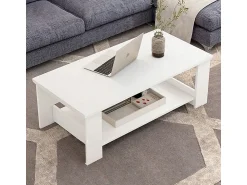 Mesa De Centro* MESA DE CENTRO BRANCA MODERNA COM PRATELEIRA SALA DE ESTAR QUARTO LOFT GRANDE 100 CM Branco