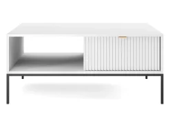 Mesa De Centro* Mesa de centro: branca, preta, 104 x 46 x 68 cm, puxadores dourados Branco