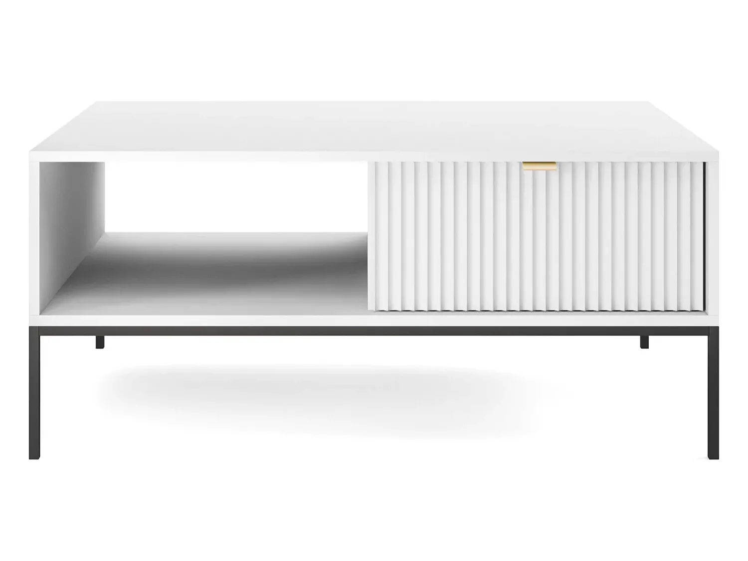 Mesa De Centro* Mesa de centro: branca, preta, 104 x 46 x 68 cm, puxadores dourados Branco