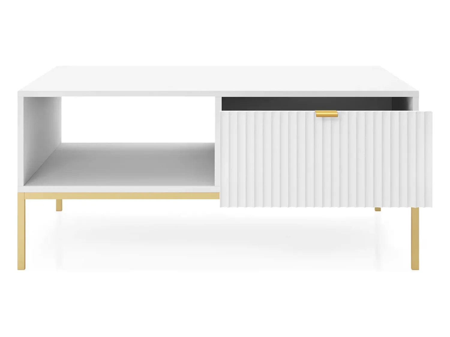 Mesa De Centro* Mesa de centro: , dourado, 104 x 46 x 68 cm, puxadores dourados Branco