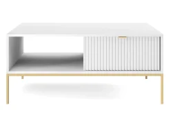Mesa De Centro* Mesa de centro: , dourado, 104 x 46 x 68 cm, puxadores dourados Branco
