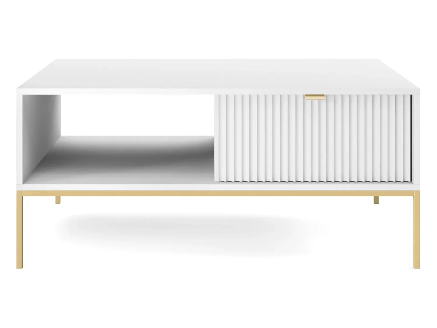 Mesa De Centro* Mesa de centro: , dourado, 104 x 46 x 68 cm, puxadores dourados Branco