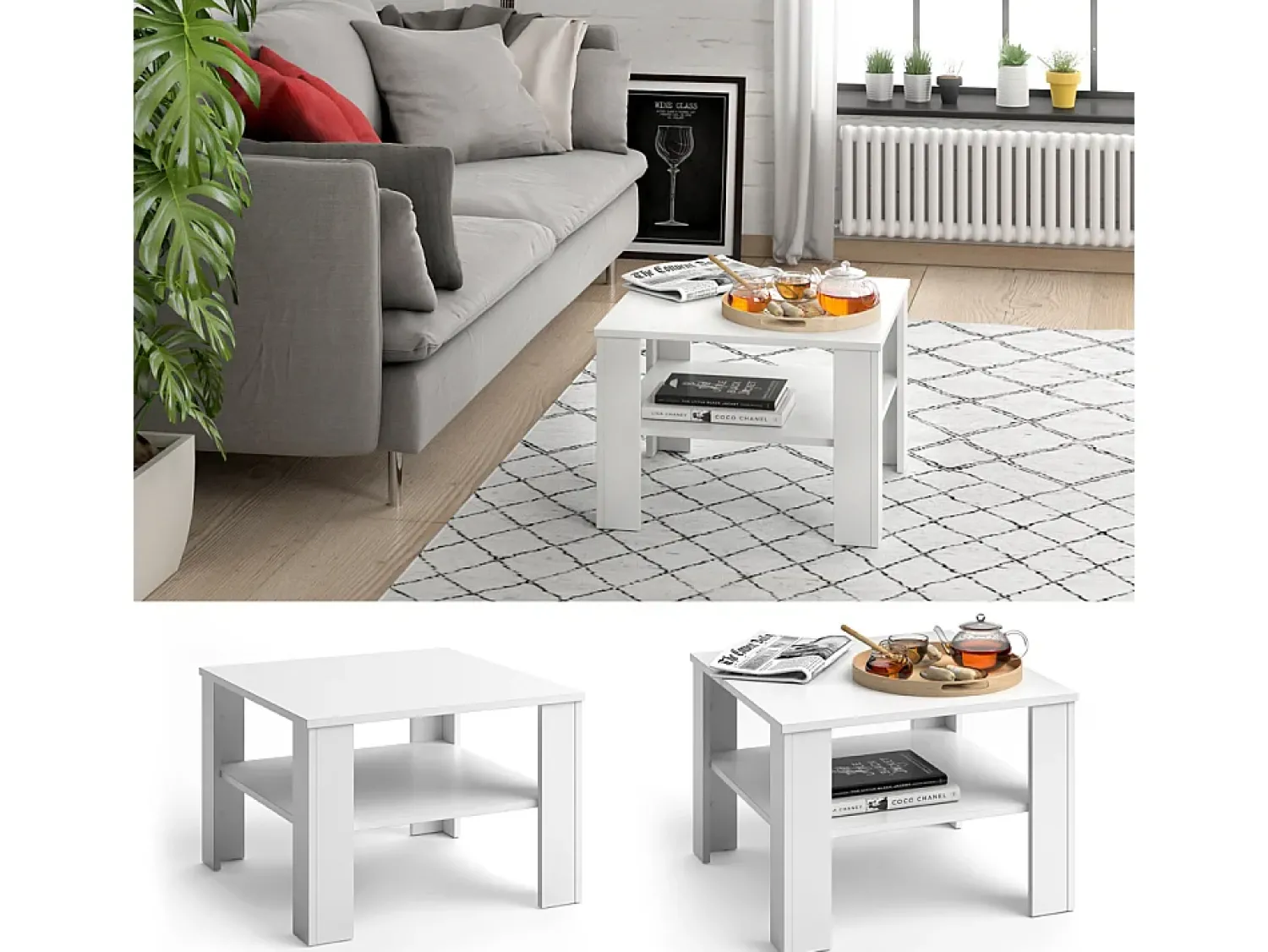 Vicco Mesa de centro 60x60x42 homer^ Mesa De Centro