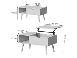 New Vicco Mesa de centro 76x45x40 stora Branco
