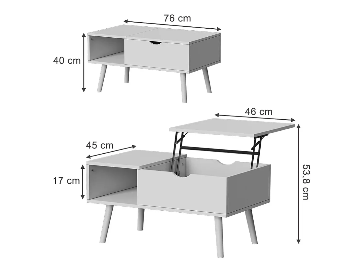 New Vicco Mesa de centro 76x45x40 stora Branco