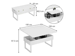 Mesa De Centro*Vicco Mesa de centro 100x50x48.5 lifty Branco