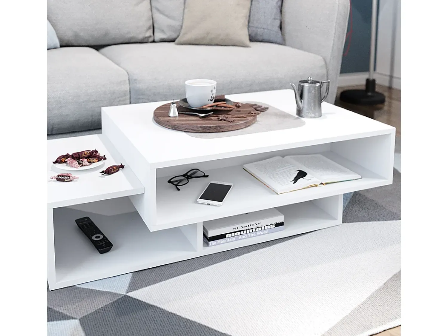 Clearance Vicco Mesa de centro 105x60x32 bari Branco