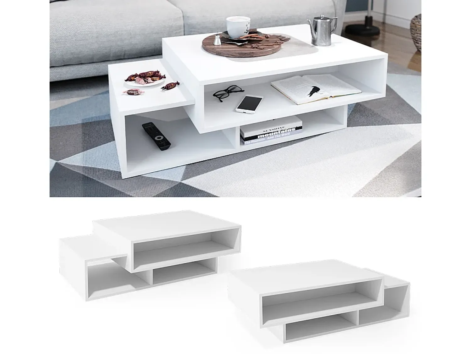 Clearance Vicco Mesa de centro 105x60x32 bari Branco