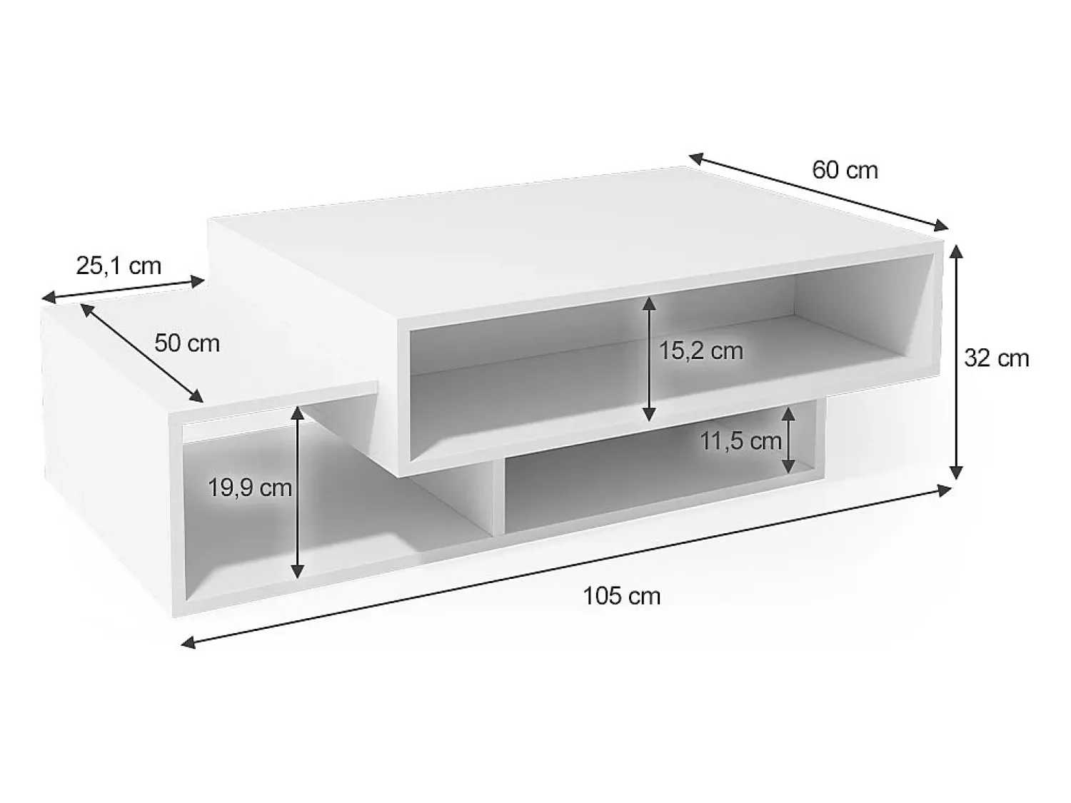Clearance Vicco Mesa de centro 105x60x32 bari Branco