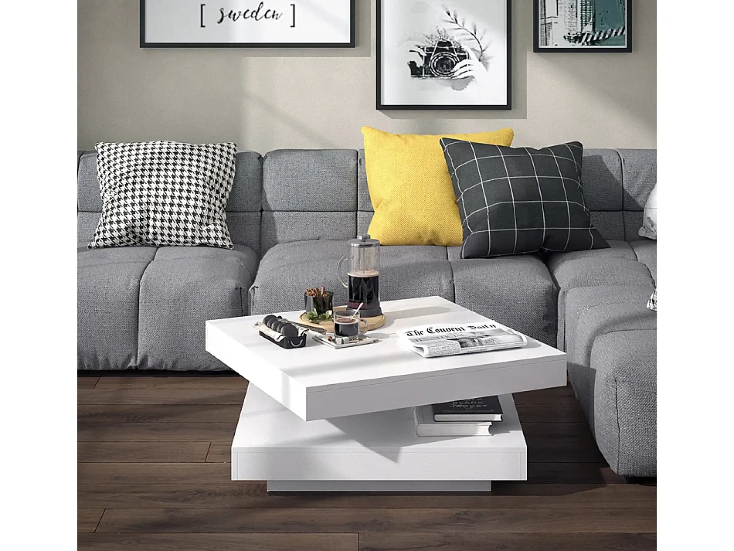 Mesa De Centro|Vicco Mesa de centro 70x70x34 elias Branco