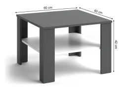 Mesa De Centro*Vicco Mesa de centro branco/antracite 60x60x42 homer Cinza antracite