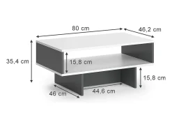 Mesa De Centro*Vicco Mesa de centro branco/antracite 80x46.2x35.4 josef Cinza antracite