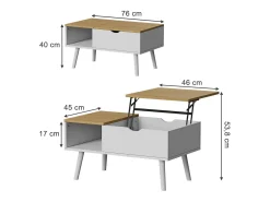 Mesa De Centro*Vicco Mesa de centro /carvalho 76x45x40 stora Branco