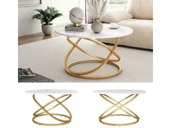 Mesa De Centro|Vicco Mesa de centro branco/ 79.5x62x46 calgary Dourado