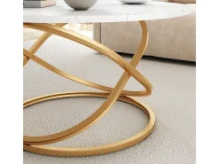 Mesa De Centro|Vicco Mesa de centro branco/ 79.5x62x46 calgary Dourado