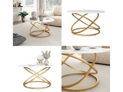 Mesa De Centro|Vicco Mesa de centro branco/ 79.5x62x46 calgary Dourado