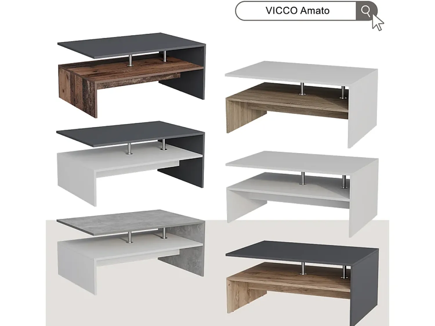 Vicco Mesa de centro /sonoma 90x52.6x42.2 amato Branco