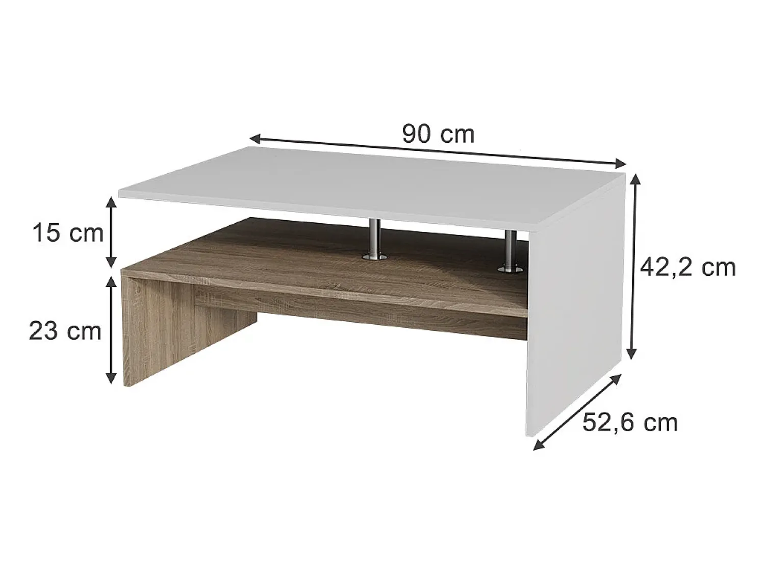 Vicco Mesa de centro /sonoma 90x52.6x42.2 amato Branco