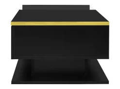 Mesa De Centro|Merax Mesa de centro brilhante - 90 x 50 x 32,5 cm - com vidro + efeito LED + armazenamento - aglomerado - Preto