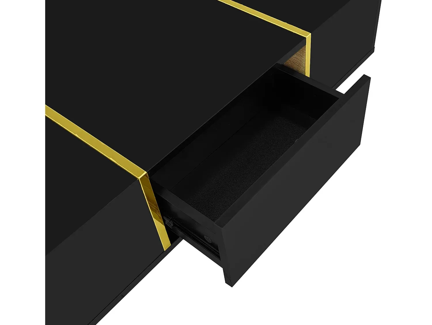 Mesa De Centro* Mesa de centro brilhante com 2 gavetas, pernas em metal, moderna e simples, mesa de sala, mesa de apoio de varanda preta Preto
