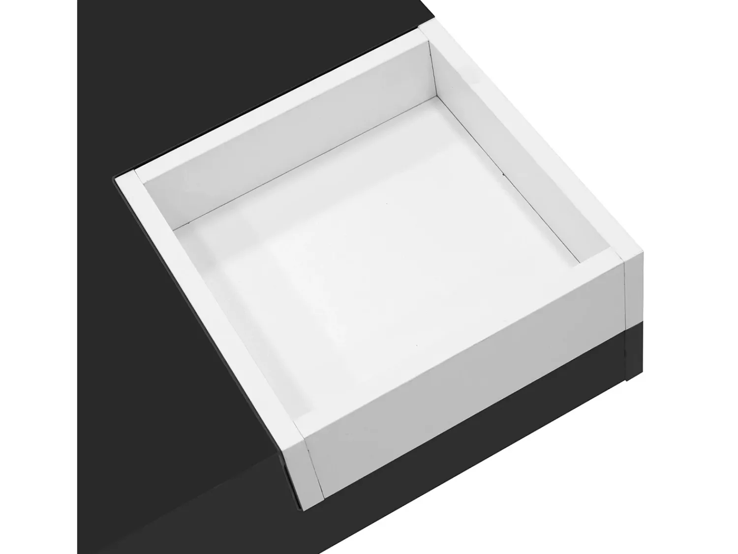 Mesa de centro brilhante com LED, mesa lateral com caixa de arrumação removível, e branco.^ Mesa De Centro
