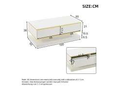Sale Merax Mesa de centro brilhante - 100 x 50 x 38 cm - com 2 gavetas - mesa lateral - aglomerado - Branco