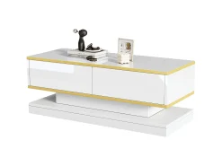 Sale Merax Mesa de centro brilhante - 100 x 50 x 38 cm - com 2 gavetas - mesa lateral - aglomerado - Branco