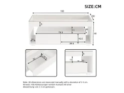 Mesa De Centro|ModernLuxe Mesa de centro brilhante 100x50x40 cm - com 2 gavetas - com iluminação LED - Tampos de vidro - Branco