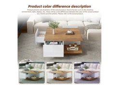 Mesa De Centro|Merax Mesa de centro brilhante - 70 x 70 x 31,5 cm - com 3 gavetas - mesa de sofá - aglomerado - Branco