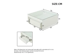 Mesa De Centro|ModernLuxe Mesa de centro brilhante 70x70x35 cm - Com iluminação LED - 1 gaveta - Prateleira aberta - Tampos de vidro temperado - MDF - Branco