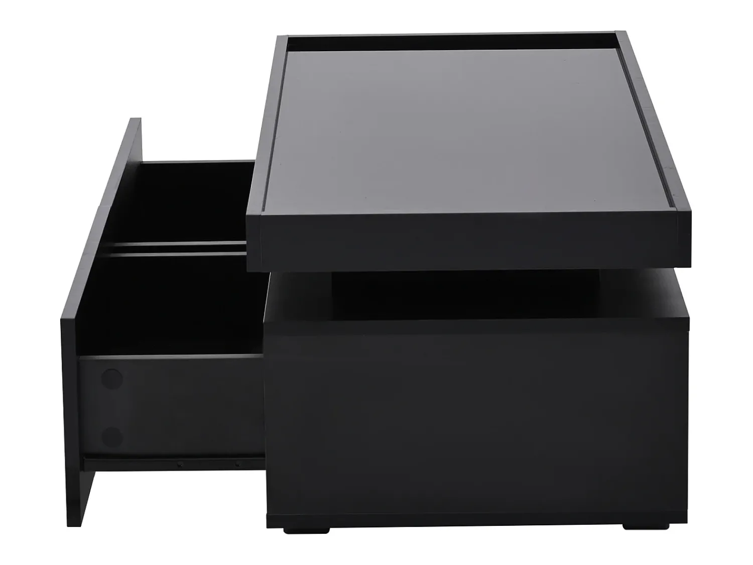 ModernLuxe Mesa de centro brilhante 95×45×35 cm - com iluminação LED - com 2 gavetas - Painel de partículas -^ Mesa De Centro