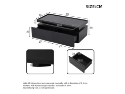 ModernLuxe Mesa de centro brilhante 95×45×35 cm - com iluminação LED - com 2 gavetas - Painel de partículas -^ Mesa De Centro