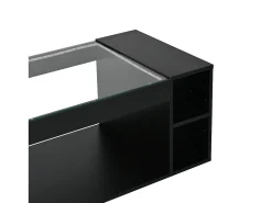 Sale ModernLuxe Mesa de centro brilhante 100x50x40cm - con iluminação LED - Armazenamento aberto - Tampos de vidro temperado - MDF - Preto