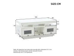 Mesa De Centro|Merax Mesa de centro brilhante - 100 x 50 x 43 cm - com LEDs + 2 portas + porta de carregamento e tomada - aglomerado - Branco