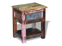 Mesa De Centro| Mesa de centro c/ 1 gaveta madeira reciclada sólida 43x33x51 cm PT785707 Multicor