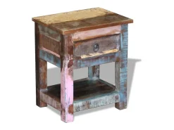 Mesa De Centro| Mesa de centro c/ 1 gaveta madeira reciclada sólida 43x33x51 cm PT785707 Multicor