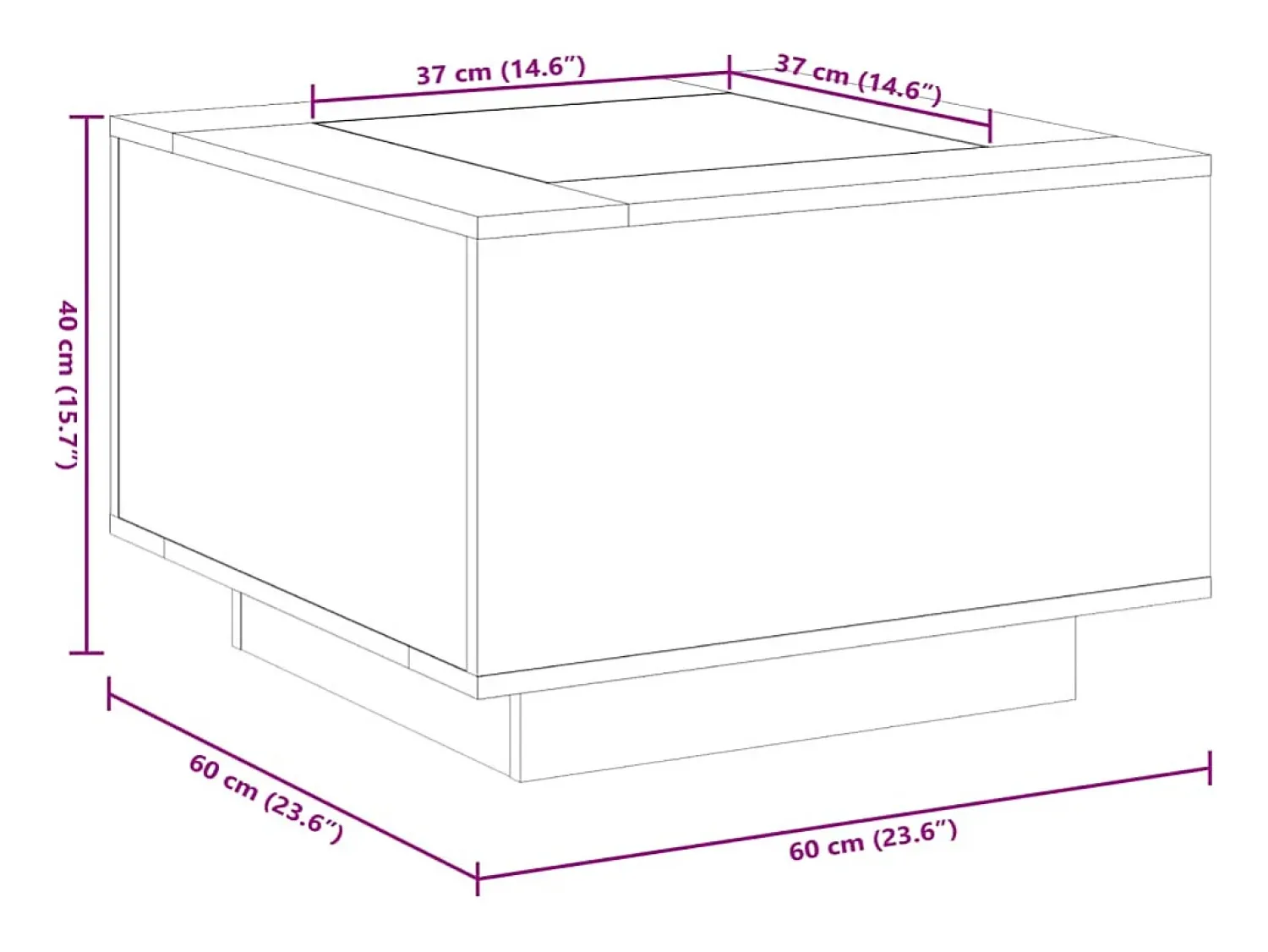 Mesa De Centro*vidaxl Mesa de centro c/ LEDs 60x60x40 cm derivados de madeira Natural claro