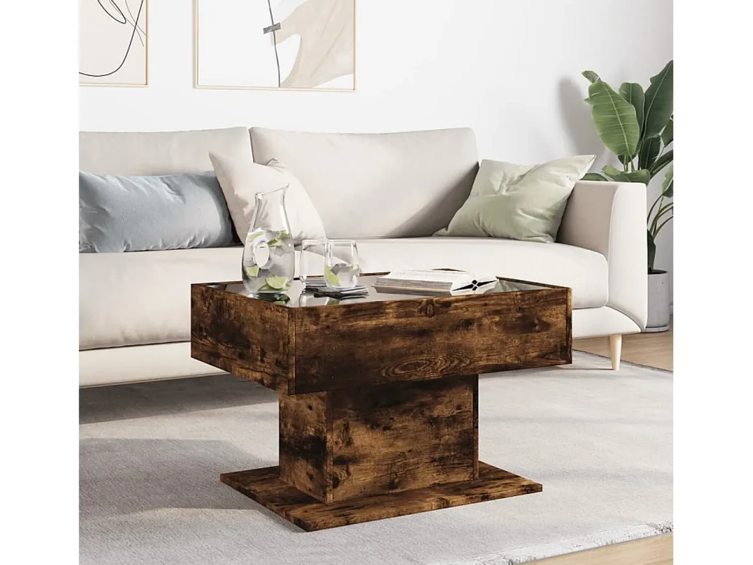 Mesa De Centro|vidaxl Mesa de centro c/ LEDs 70x50x45 cm derivados de madeira Natural claro