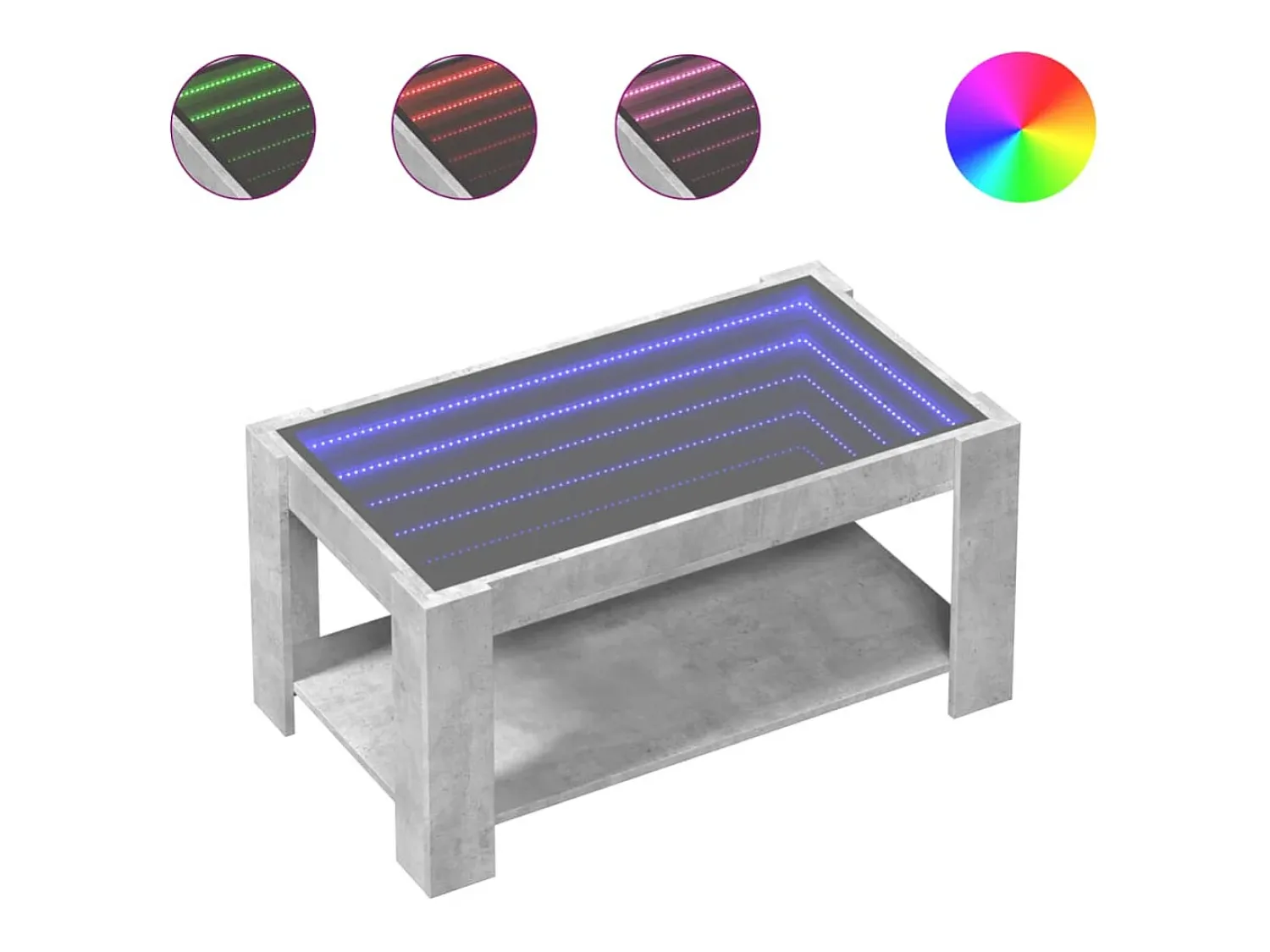Mesa De Centro|vidaxl Mesa de centro c/ LEDs 93x53x45 derivados de madeira Cinzento