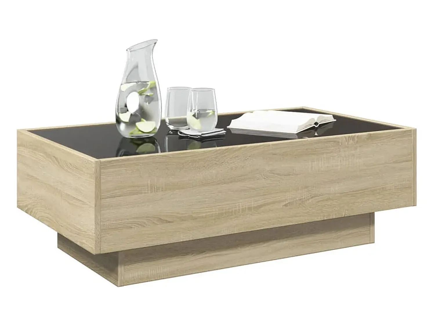 vidaxl Mesa de centro c/ LEDs 90x50x30 cm derivados de madeira^ Mesa De Centro