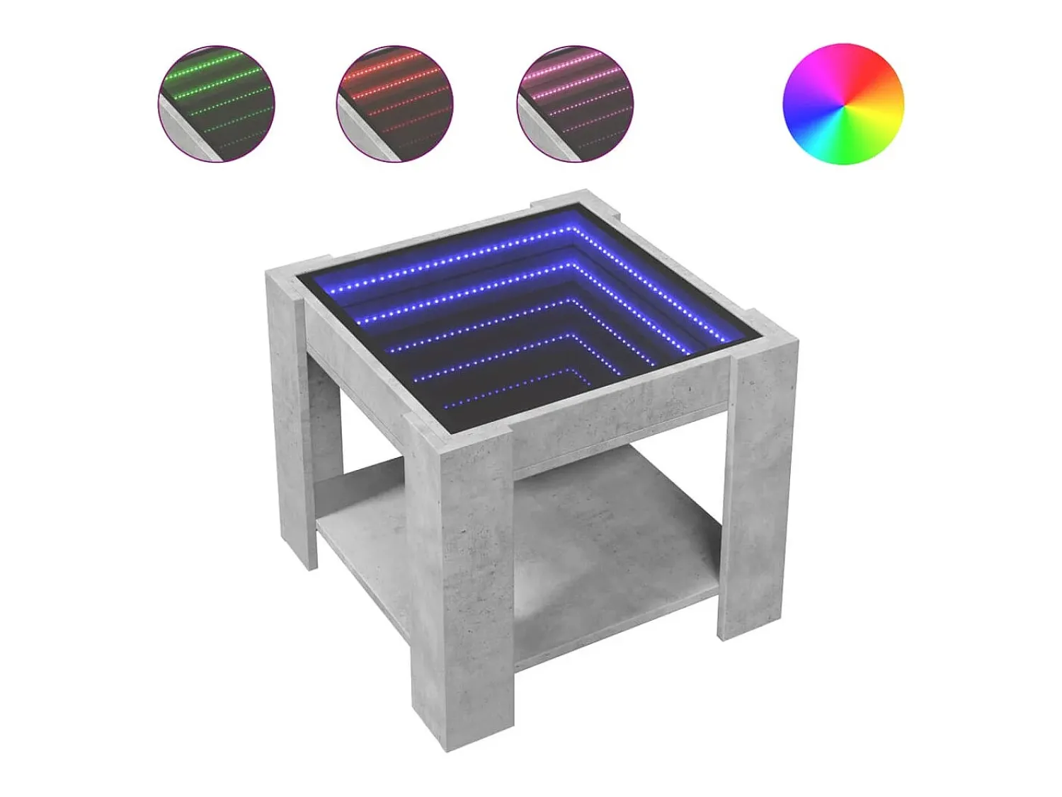 Mesa De Centro*vidaxl Mesa de centro c/ LEDs 53x53x45 derivados de madeira Cinzento