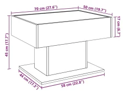 vidaxl Mesa de centro c/ LEDs 70x50x45 cm derivados de madeira Natural claro