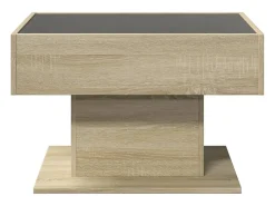 vidaxl Mesa de centro c/ LEDs 70x50x45 cm derivados de madeira Natural claro