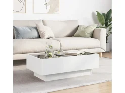 Mesa De Centro*vidaxl Mesa de centro c/ LEDs 90x50x30 cm derivados de madeira Branco