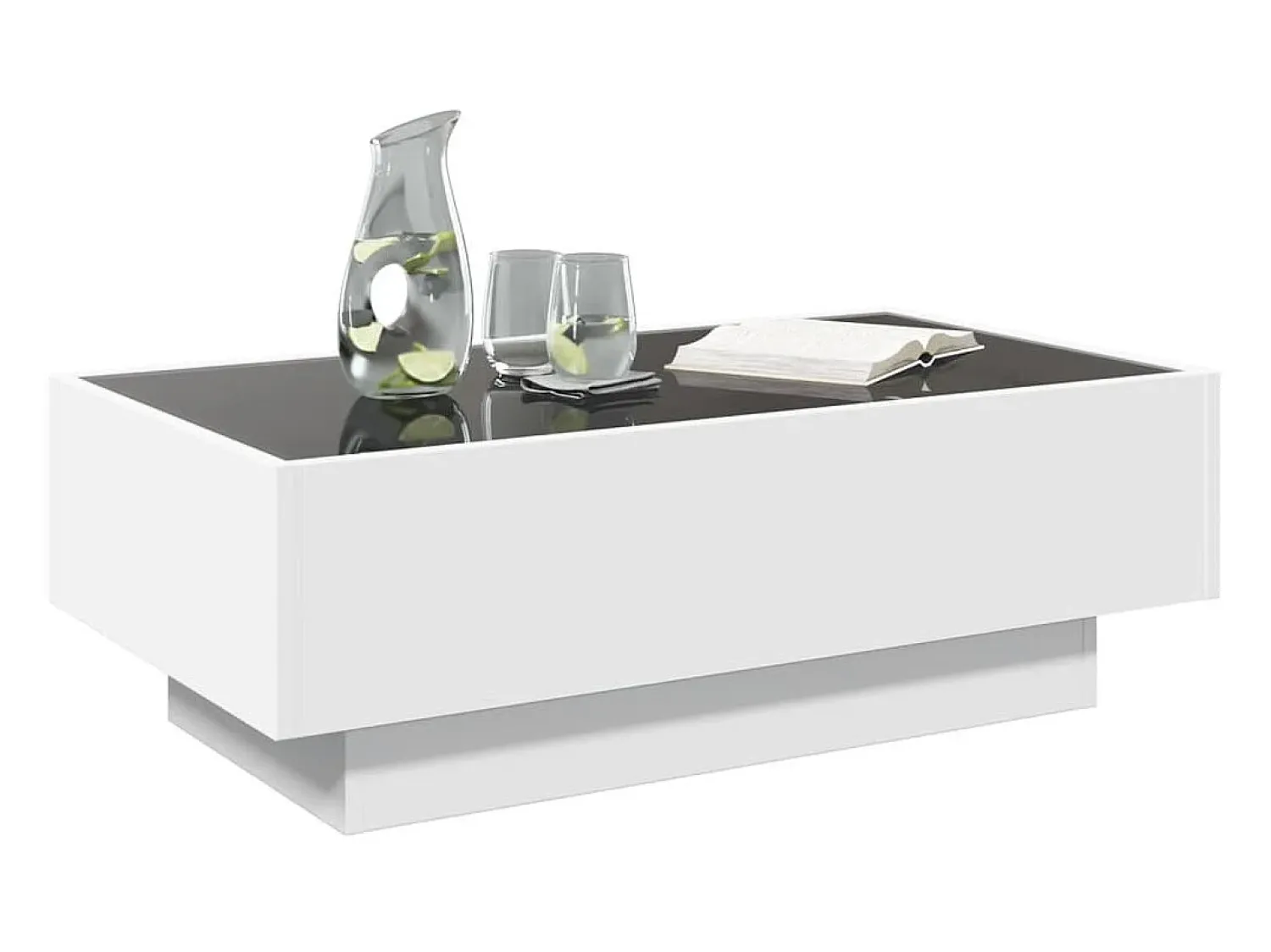 Mesa De Centro*vidaxl Mesa de centro c/ LEDs 90x50x30 cm derivados de madeira Branco