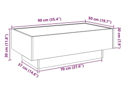 Mesa De Centro*vidaxl Mesa de centro c/ LEDs 90x50x30 cm derivados de madeira Branco