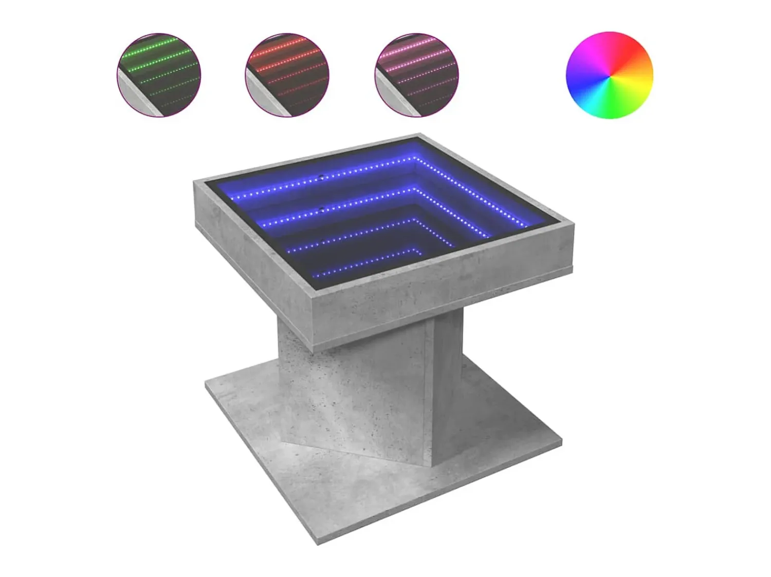 Mesa De Centro|vidaxl Mesa de centro c/ LEDs 50x50x45 cm madeira processada Cinzento