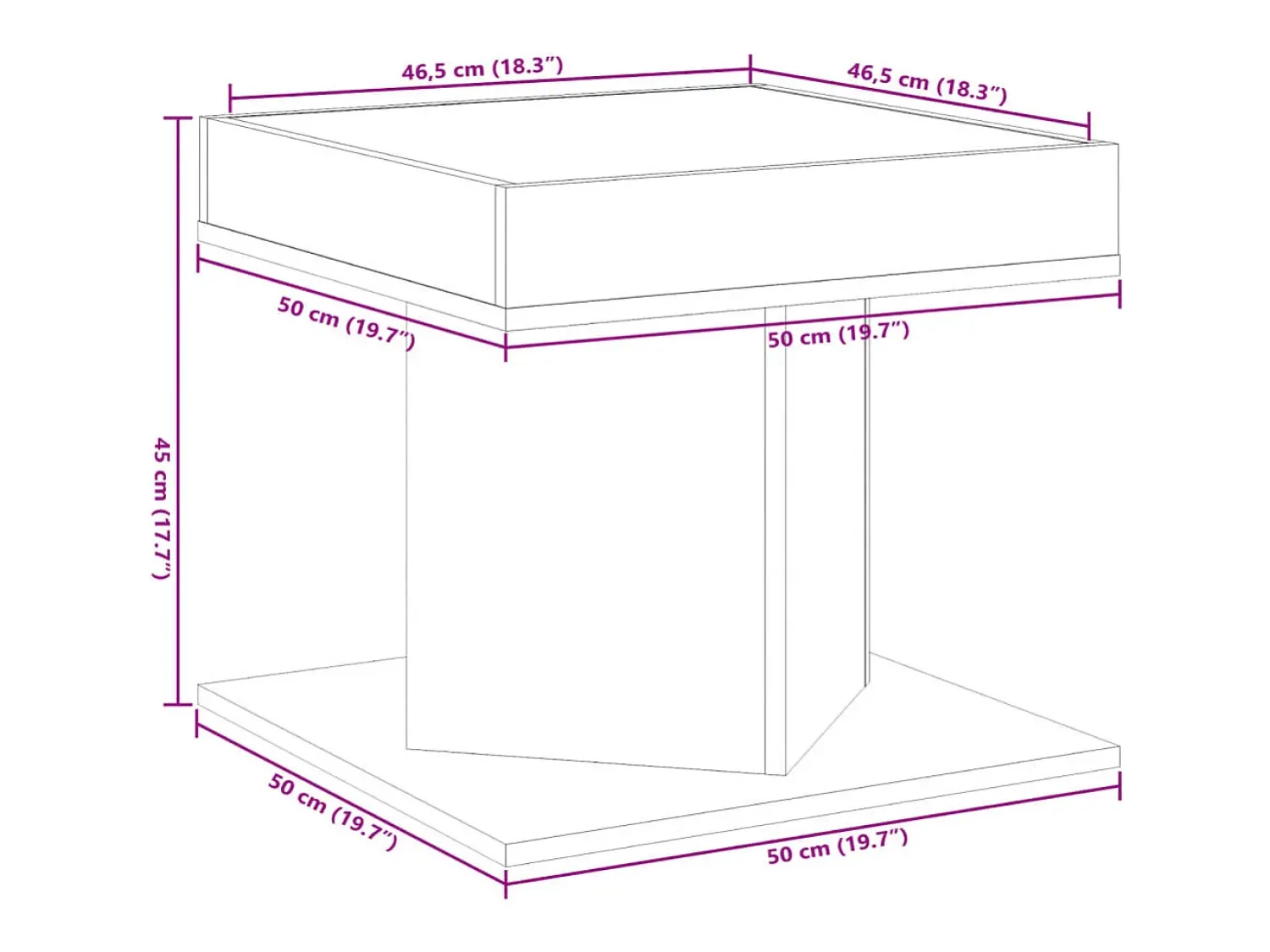 Mesa De Centro|vidaxl Mesa de centro c/ LEDs 50x50x45 cm madeira processada Cinzento