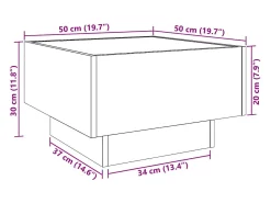Mesa De Centro*vidaxl Mesa de centro c/ LEDs 50x50x30 cm derivados de madeira Natural claro