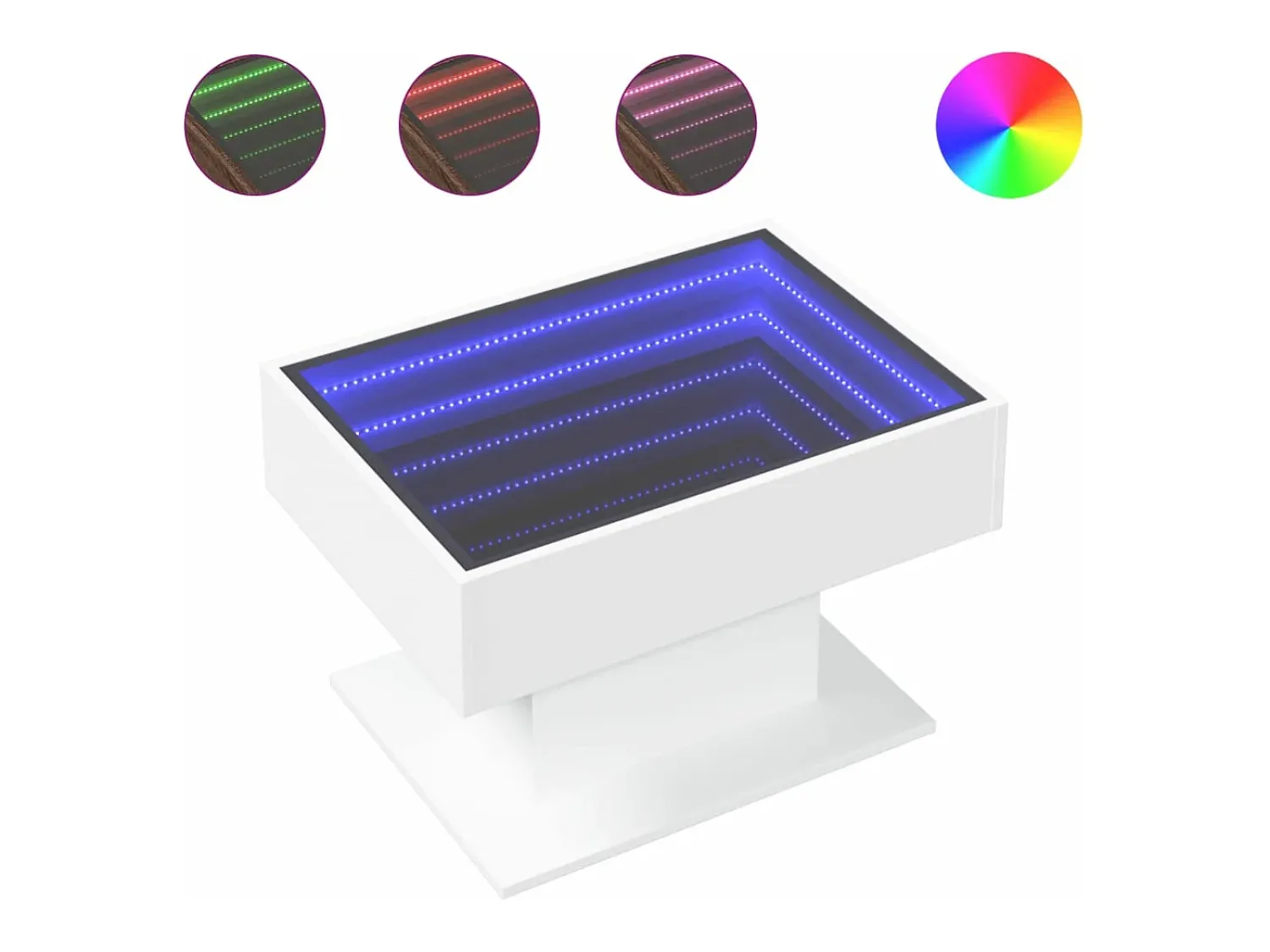 Mesa De Centro*vidaxl Mesa de centro c/ LEDs 70x50x45 cm derivados de madeira Branco